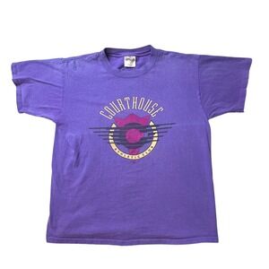 Vintage Oneita T-Shirt Mens L Purple Courthouse Athletic Club 90s Made in USA